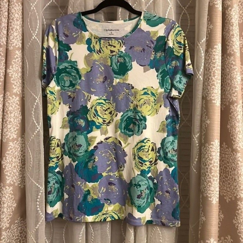 Croft & Barrow 100% Cotton Floral Tee – Size L